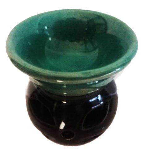 Quemador de aceite Verde y Negro - Ceramica - Botánica Orisha